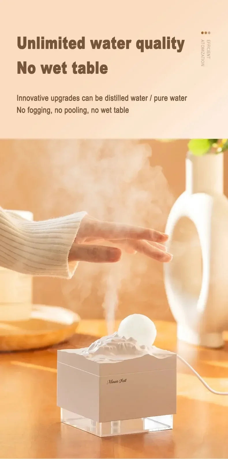 Scent Diffuser Cool Mist Humidifier with LED Moon Lamp, Essential Oil Aroma Diffuser and Night Light for Home and Office