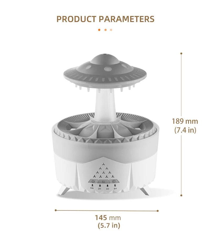 350ml Aroma Air Humidifier Mini Usb Remote Control Raindrop Colorful Light Aromatherapy Room Rain Cloud Aroma Oil  Diffuser