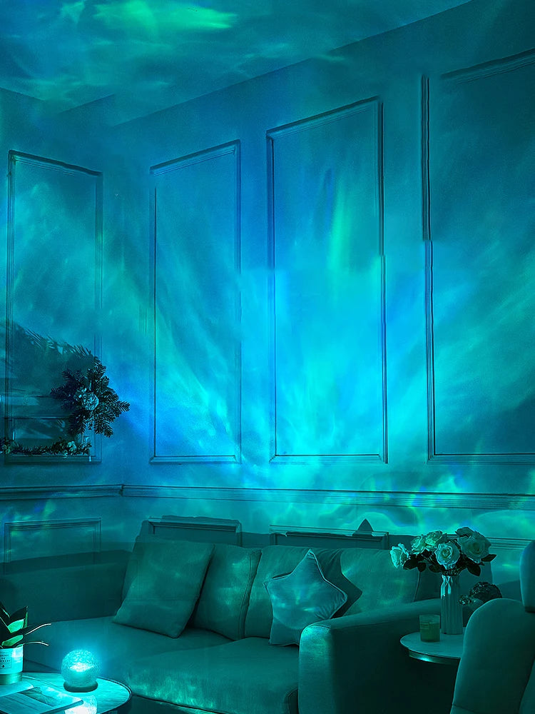 New Water Ripple Projector Night Light Crystal Mood Lamp Decoration Home Houses Bedroom Aesthetic Christmas Gift Sunset Lights