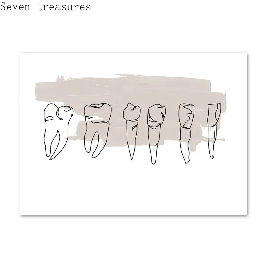 Tooth Wall Art Modern Dental Clinic Oil Painting Aesthetics Abstract Line Posters And Printed Pictures Dentist Office Decoration