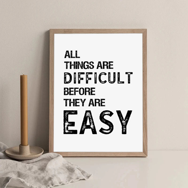 Black White Inspirational Quotes Canvas Art Poster Print Modern Nordic Wall Decorative Picture for Living Room Office Home Decor