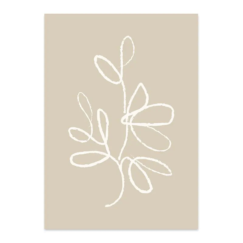 Boho Abstract Matisse Beige White Line Wall Art Poster  Minimalist Canvas Paintings Print Picture for Living Room Interior Home