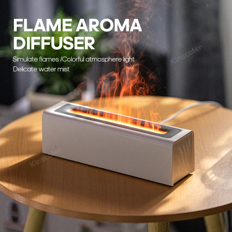KINSCOTER Flame Aroma Diffuser Air Humidifier Ultrasonic Cool Mist Maker Fogger LED Essential Oil Flame Lamp Difusor