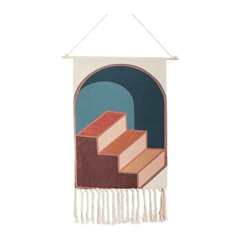 Macrame Wall Hanging Tapestry Nordic Cotton Tassel Handmade Woven Bohemian Geometric Canvas Cloth Home Living Room Boho Decor