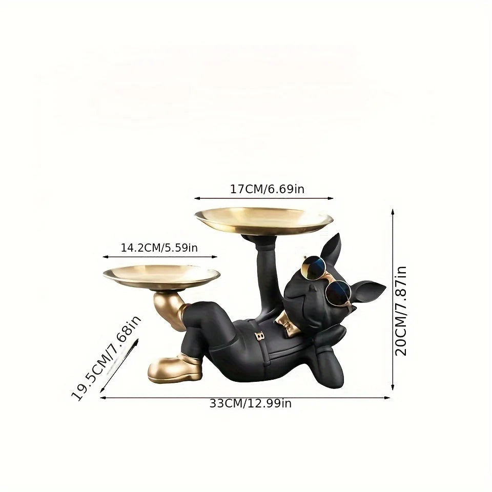 A Small Bulldog Statue Tray, Perfect for Holding Keys, Wallets, Jewelry, Phones, And Other Small Accessories Well As Small Items