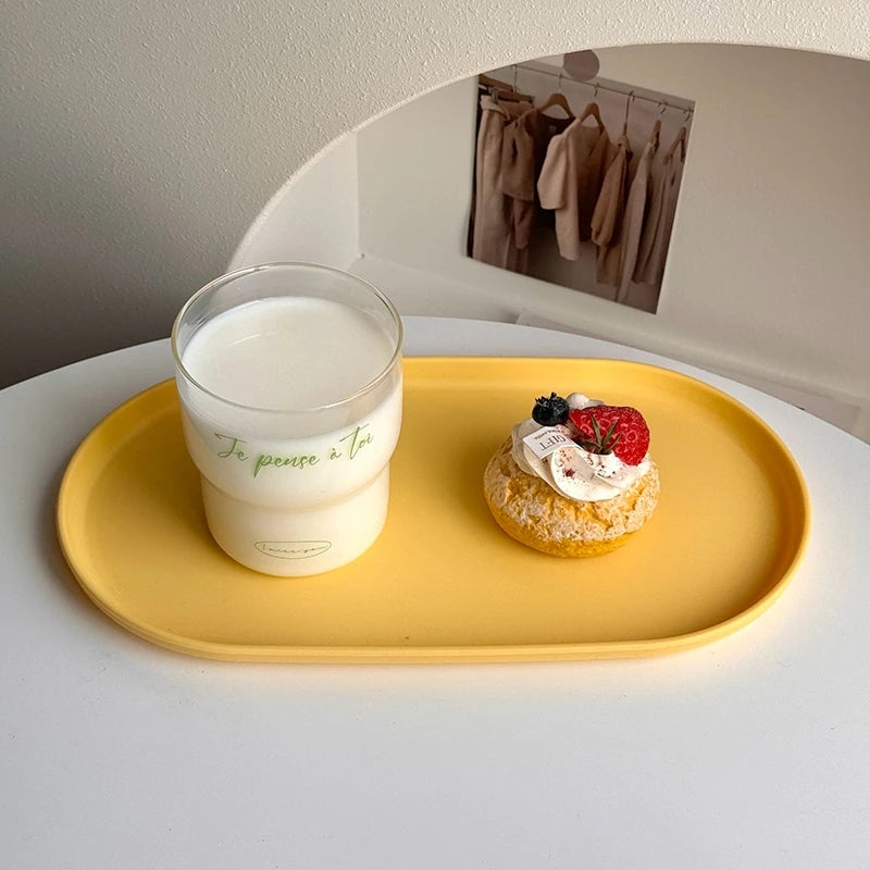 PP Oval Tray Cake Dessert Utensil Tray Ins Korean Dumpling Plate Jewelry Storage Plate Restaurant Insulation Pad Fruit Plate