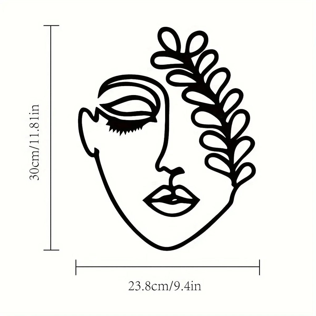 Facial Line Wall Decoration: Stylish Metal Wall Art, Abstract Iron Wall Sculpture for Modern Black Home Hanging Decor