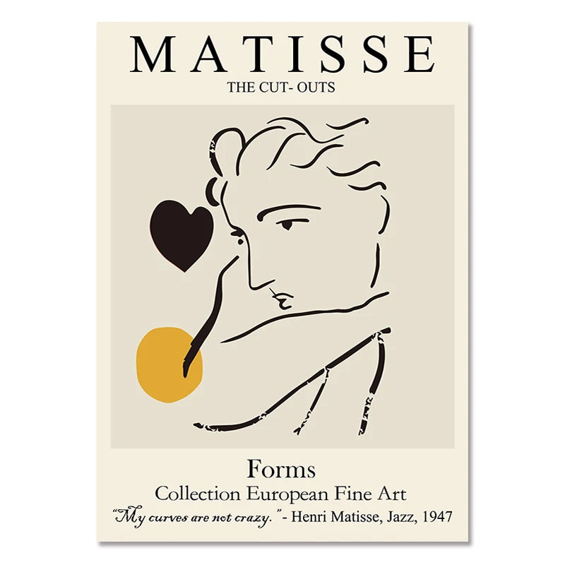 Abstract Wall Art Matisse Poster Line Face Coral Leaves Posters and Prints Canvas Paintings for Interior  Pictures Room Decor
