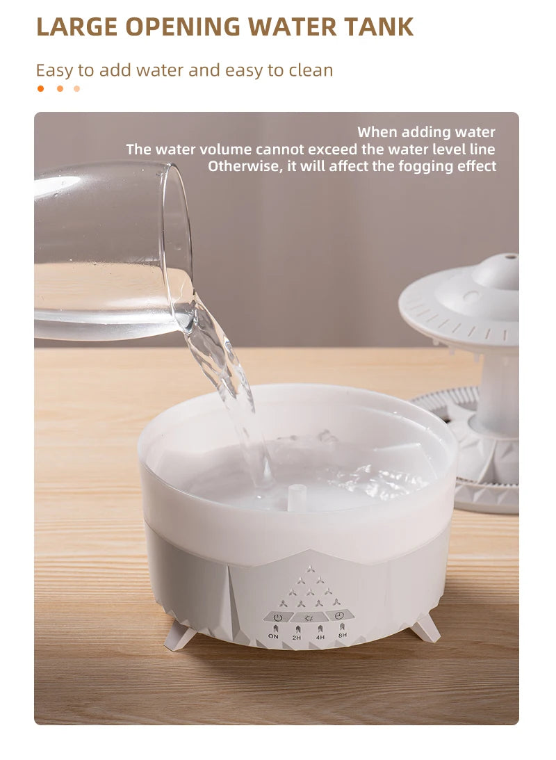 350ml Aroma Air Humidifier Mini Usb Remote Control Raindrop Colorful Light Aromatherapy Room Rain Cloud Aroma Oil  Diffuser