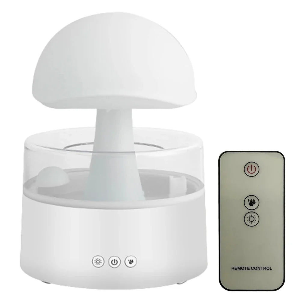 Mushroom Cloud Rain Humidifier Relaxing Raindrop Aromatherapy Machine Ultrasonic Atomization Humidification Colorful Night Light