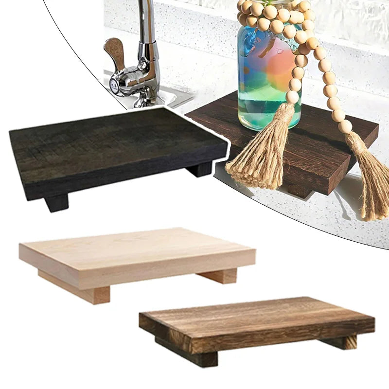 Retro Wooden Bathroom Tray Vanity Hands Soap Scented Candle Storage Holder Kitchen Seasoning Tray Home Decoration For Lr Bth etc