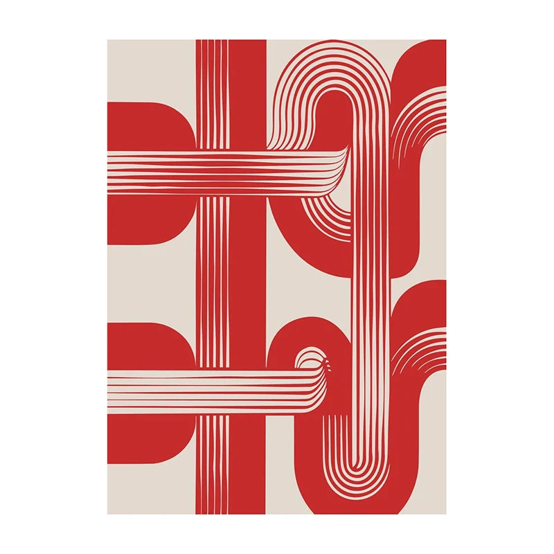 Abstract Shapes and Lines Canvas Paintings Retro Geometric Lines Poster and Print Minimal Art Wall Art Picture for Home Decor