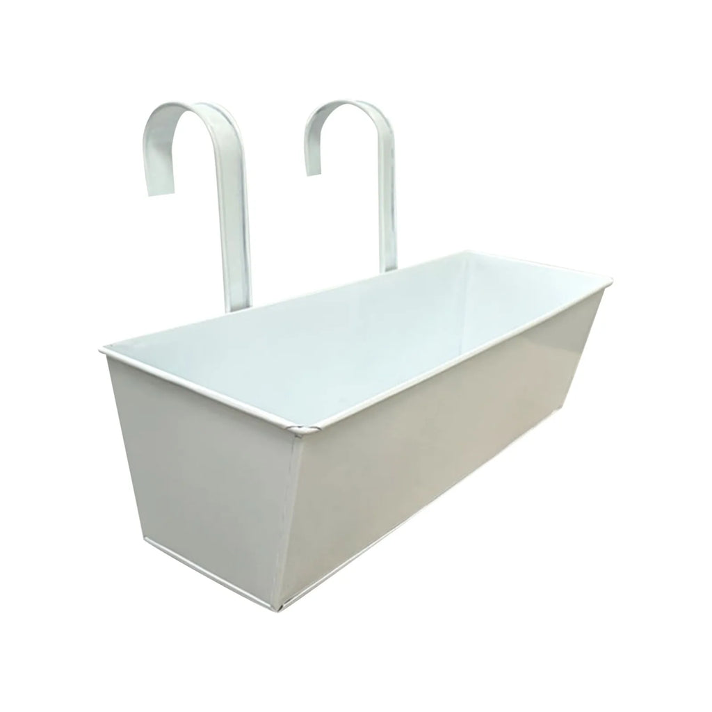Rectangular Flower Pot with Drainage Holes Outdoor Plant Hanging Pot Rectangular Railing Planter Box Set for Balcony for Herbs