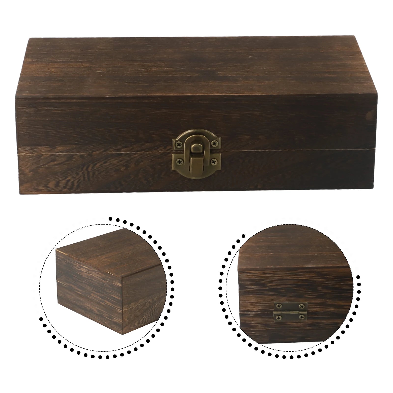 20*10*6 Cm Rectangular Durable Wooden Storage Box Retro Jewelry Box Gift Box Desktop Organizer Clamshell Container