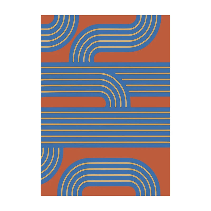 Abstract Shapes and Lines Canvas Paintings Retro Geometric Lines Poster and Print Minimal Art Wall Art Picture for Home Decor