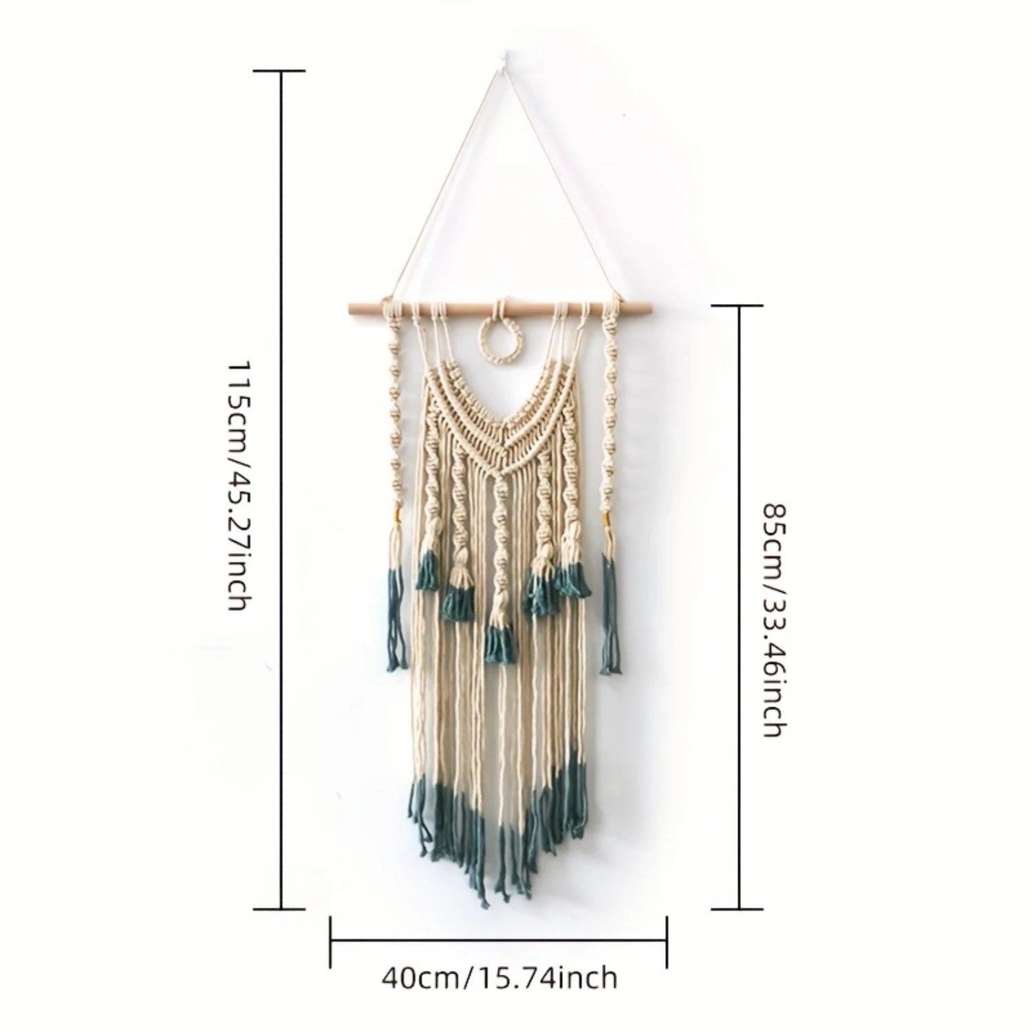 1pc Bohemian Tapestry Green And Beige Woven With Tassel, Macrame Wall Hanging For Bedroom Living Room  Decor