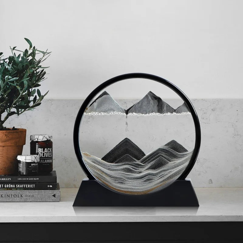 12 Inch 3D Deep Sea Sandscape Creative Hourglass Sand Clock Moving Sand Art Picture Round Glass Quicksand Painting Home Decor