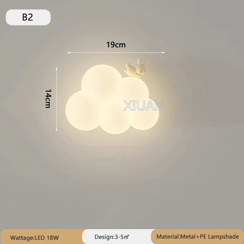 Monkey Light Cartoon Animal Wall Lamp White Cloud Sconce Nursery Room Night Light Children's Bedroom Bedside Lamp Eye Protection