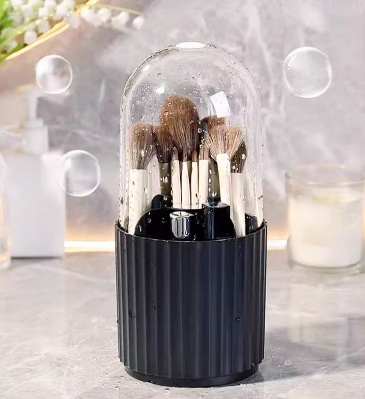 1pcs Makeup Brush Storage Cylinder Rotating Dustproof Desktop Lipstick Powder Brush Bucket Dressing Table Storage Rack Cosmetics