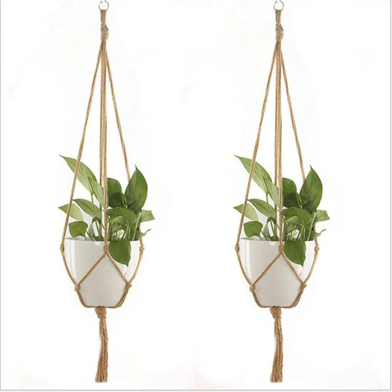 Gardening Green Plant Hanging Basket Cotton Rope Hanger Flower Pot  Handmade Macrame Pot Pocket Wall Boho Courtyard  Home Decor