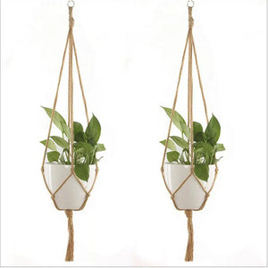 Gardening Green Plant Hanging Basket Cotton Rope Hanger Flower Pot  Handmade Macrame Pot Pocket Wall Boho Courtyard  Home Decor