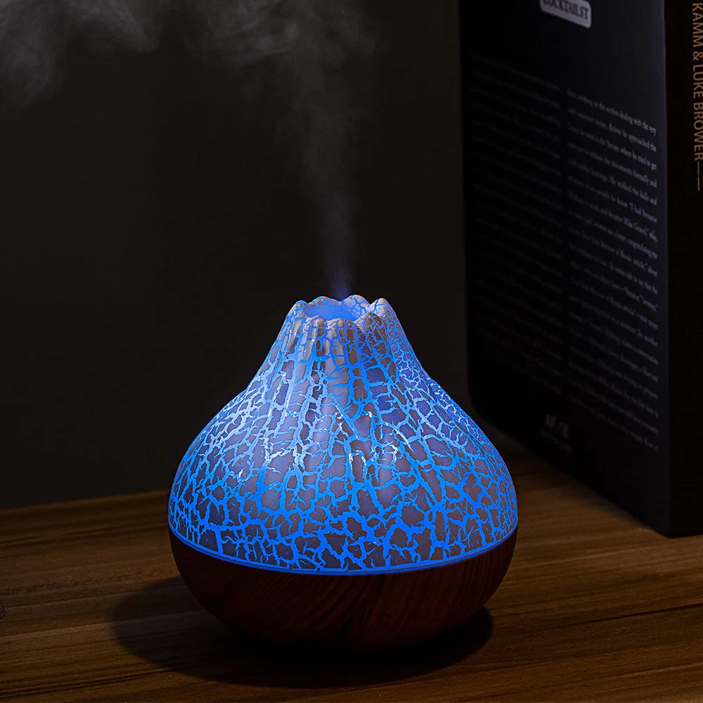 Volcano Air Humidifier 300ml Large Capacity Water Mist Aromatherapy Diffuser USB Desktop Humidifier with 7 Colorful Night Lights