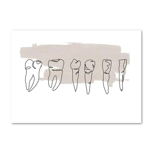 Modern Abstract Line Art Canvas Painting  Dental Clinic Wall Decor Dentist Office Posters and Prints Aesthetic Teeth Artwork for