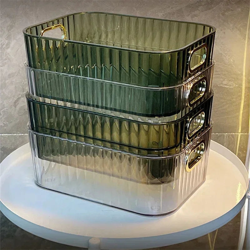 Rectangular Desktop Cosmetic Green Drawer Stackable Storage Box Acrylic Rack Sundries Snack Makeup Practical Storage Basket