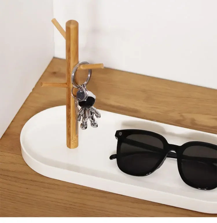 2024 New Nordic Bamboo Tree Branch Storage Tray Living Room Desktop Key Hanger Jewelry Display Frame