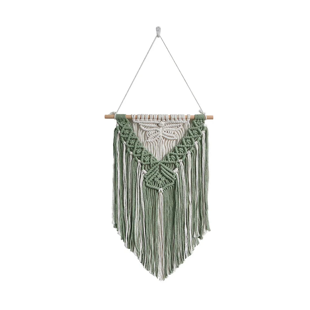 Macrame Wall Hanging Boho Art Wall Decor Wooden Bead Bedroom Nursery Apartment Home Decoration Gift for Girls Birthday Christmas
