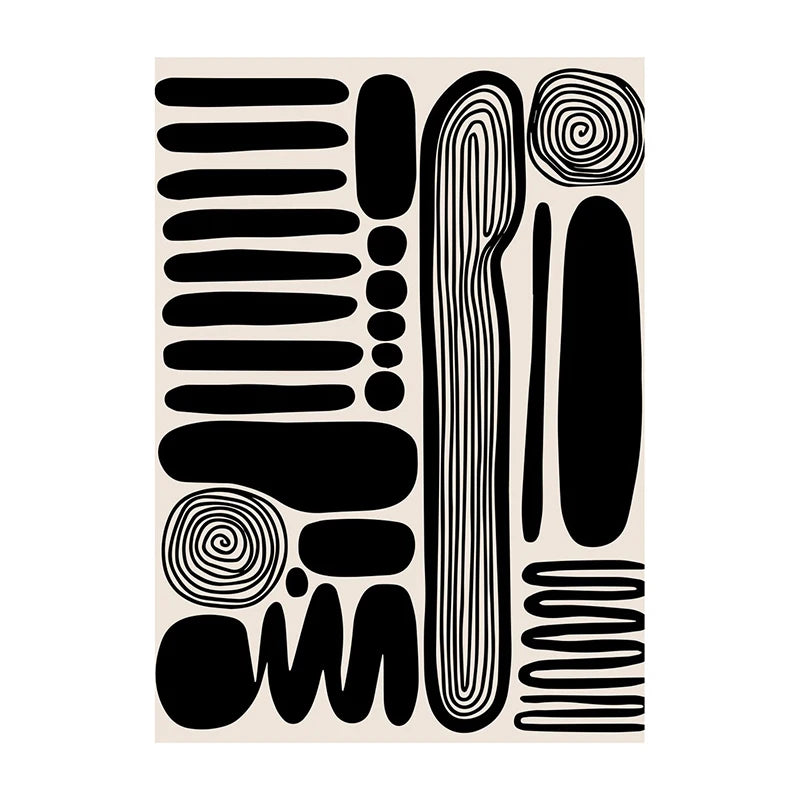 Abstract Shapes and Lines Canvas Paintings Retro Geometric Lines Poster and Print Minimal Art Wall Art Picture for Home Decor
