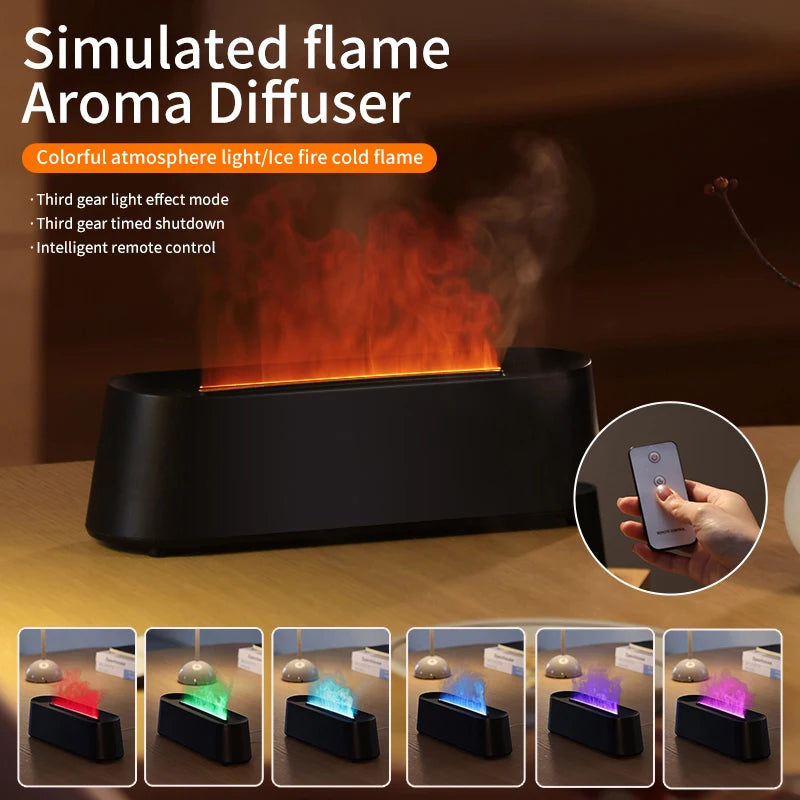 Flame Diffusers for Essential Oils 300ML Aroma Diffuser Humidifier with RGB Light Remote Control for Home Office