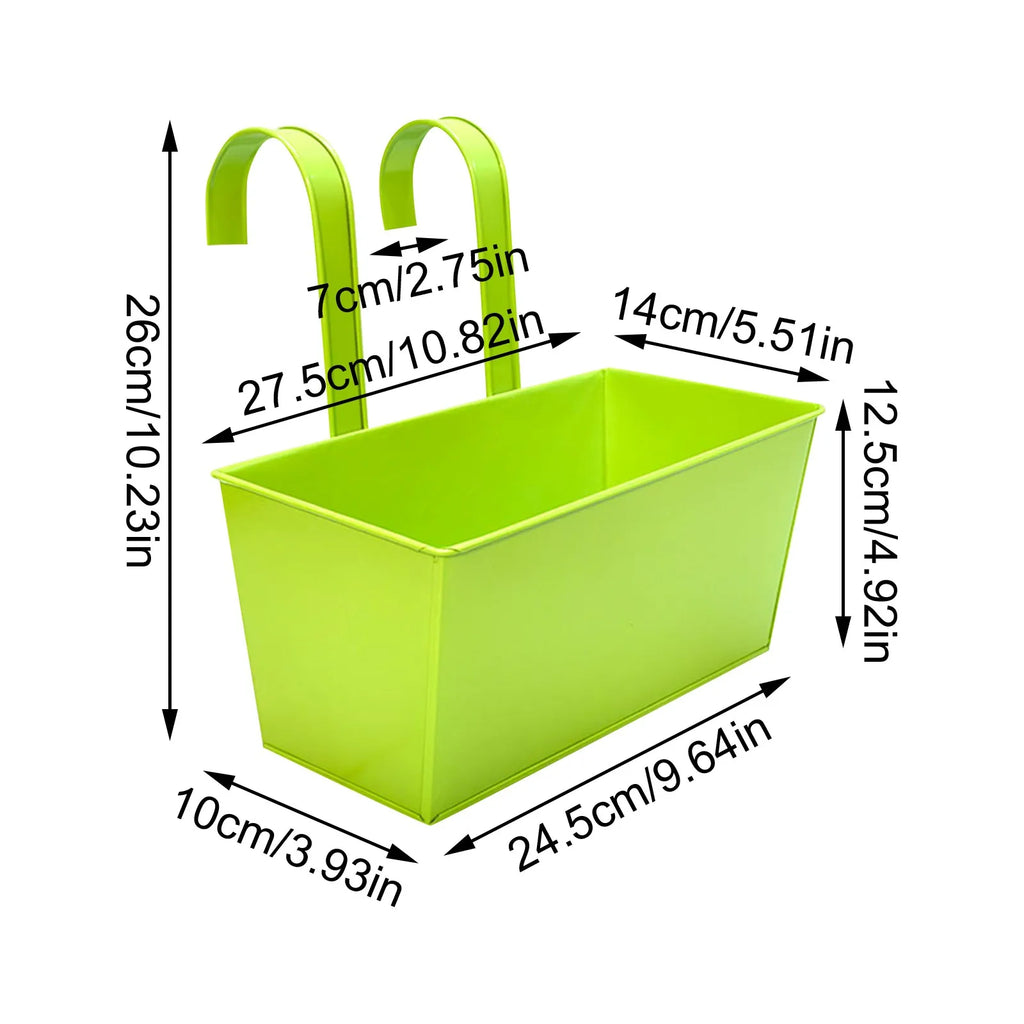 Rectangular Flower Pot with Drainage Holes Outdoor Plant Hanging Pot Rectangular Railing Planter Box Set for Balcony for Herbs