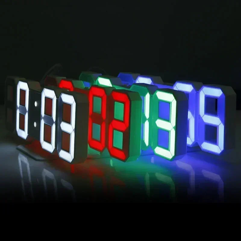 "Modern 3D LED Digital Wall Clock - Stylish Multifunctional Home Decor with USB Power, Perfect for European Interiors"