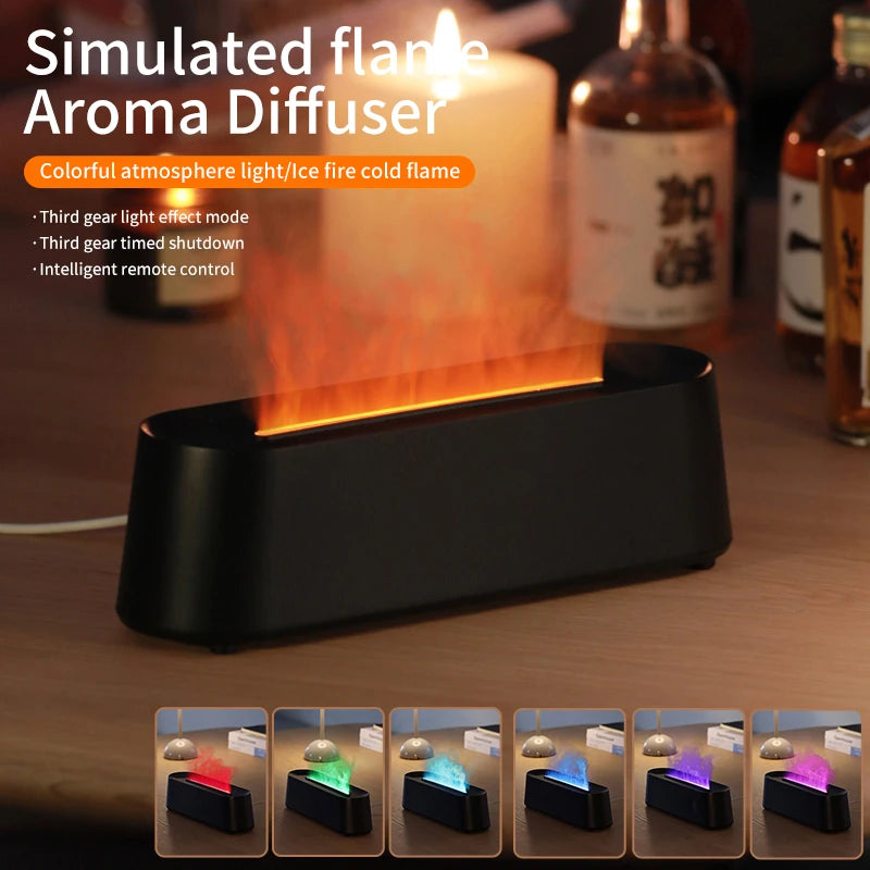 Flame Diffusers for Essential Oils 300ML Aroma Diffuser Humidifier with RGB Light Remote Control for Home Office