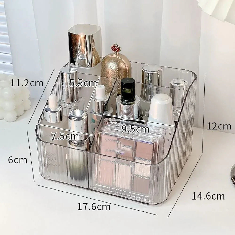 Transparent Makeup Organizer New 3/4-Slot Lightweight Vanity Case Washable Plastic Versatile Storage Box