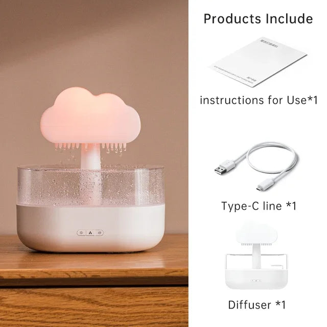 Rain Cloud Humidifier 200ML Essential Oils  Diffuser With Water Drops And Colorful Night Light Mushroom Humidifier Humidifer