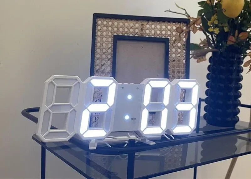 LED Clock Bedroom Home for You Adjustable Digital Wall Clock Hair Accessories Living Room Night Light Mode 3D Decor Decorate