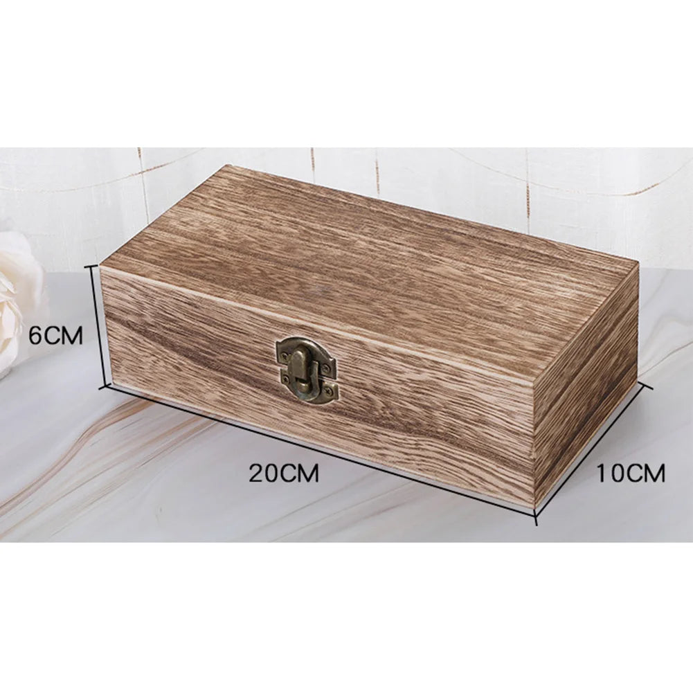 20*10*6 Cm Rectangular Durable Wooden Storage Box Retro Jewelry Box Gift Box Desktop Organizer Clamshell Container