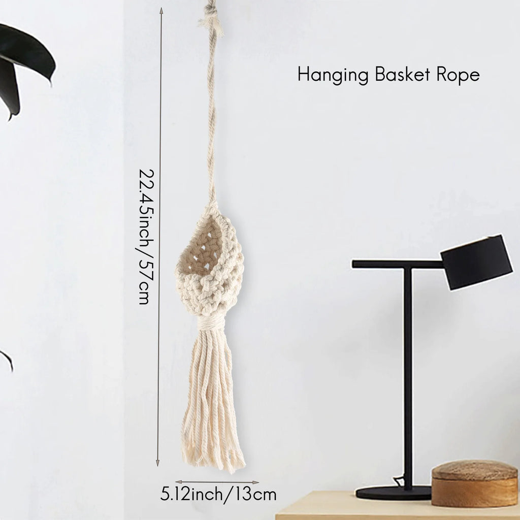 PZHI-Boho Macrame Air Plant Hanger Tillandsia Hanging Basket Rope Holder Flower Home Decor