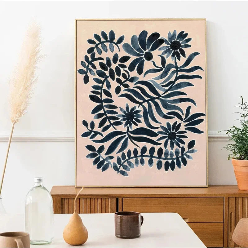Tulip Violets Vase Woman Coat Flower Posters Light Green Abstract Aesthetics Canvas Painting Print Pictures Living Room Decor