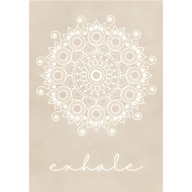 Abstract Mandala Wall Art Yoga Beige Bohemia Prints Inhale Exhale Canvas Painting Posters Line Flower Pictures Living Room Decor