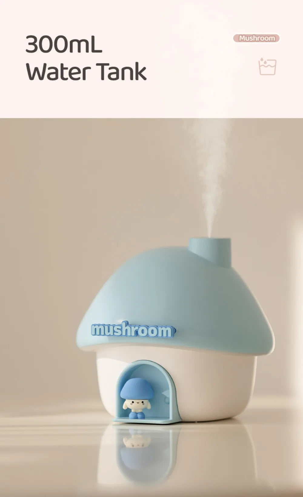 Cartoon Air Humidifier 300ml Mini Essential Oil Aroma Diffusers Colorful Lighting Cute Mushroom House Home Ultrasonic Humidifier
