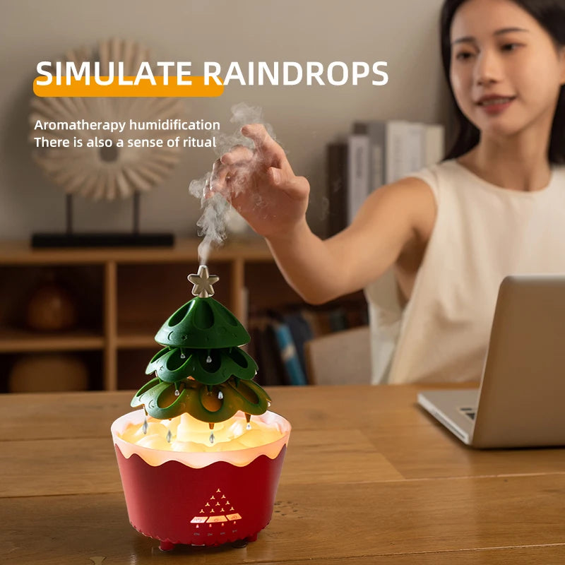 Rain Cloud Aromatherapy Diffuser Ultrasonic Air Humidifier Soothing Water Drops Sound Essential Oil Aroma Diffuser with LED Lamp