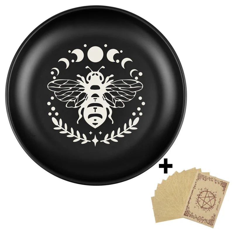 5.5inch Decorative Jewelry Dish Moonphase Decorative Tray Multiple Use Storage Plate for Crystal Sage Ritual Incense Holder Tray