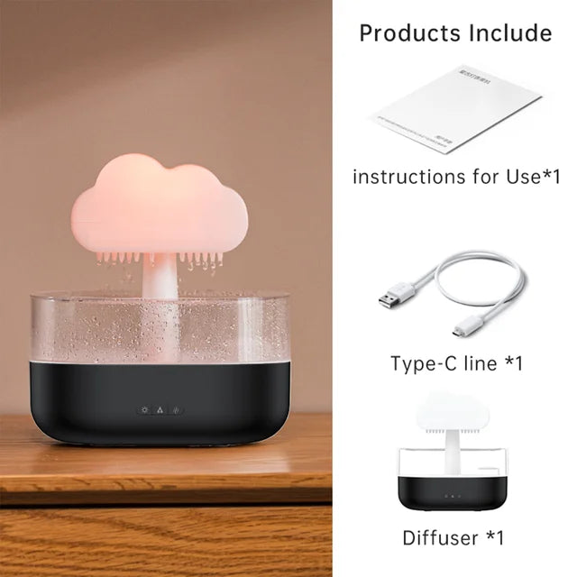 Rain Cloud Humidifier 200ML Essential Oils  Diffuser With Water Drops And Colorful Night Light Mushroom Humidifier Humidifer