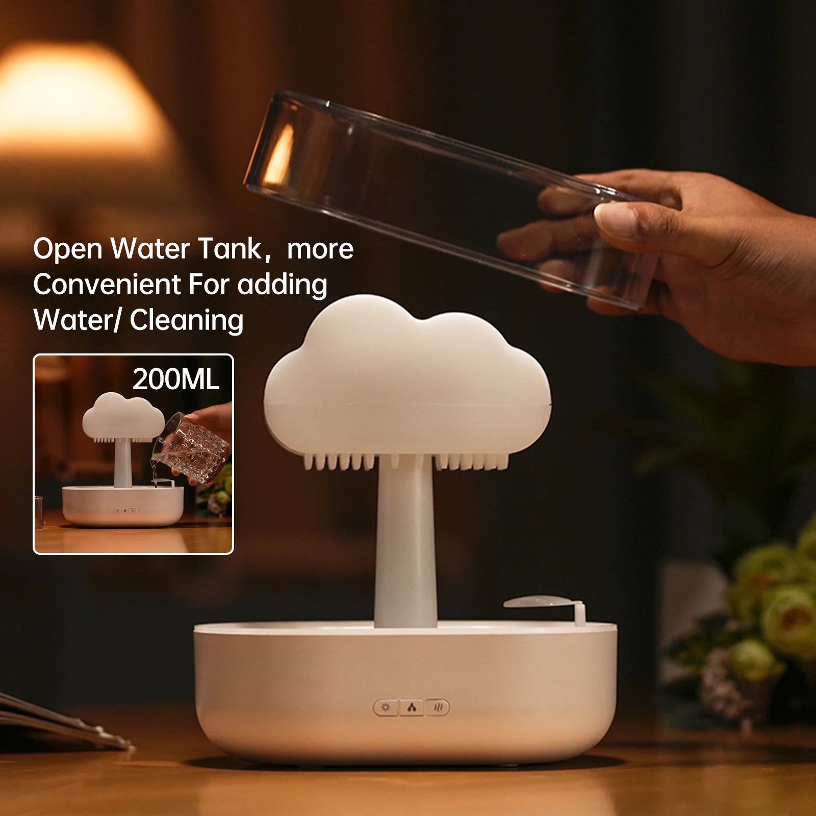 Rain Cloud Humidifier 200ML Essential Oils  Diffuser With Water Drops And Colorful Night Light Mushroom Humidifier Humidifer